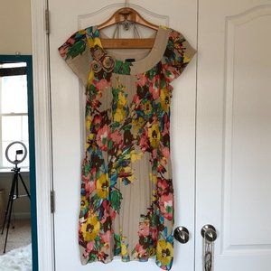 New Directions Floral Pleated Dress Size 10 EUC